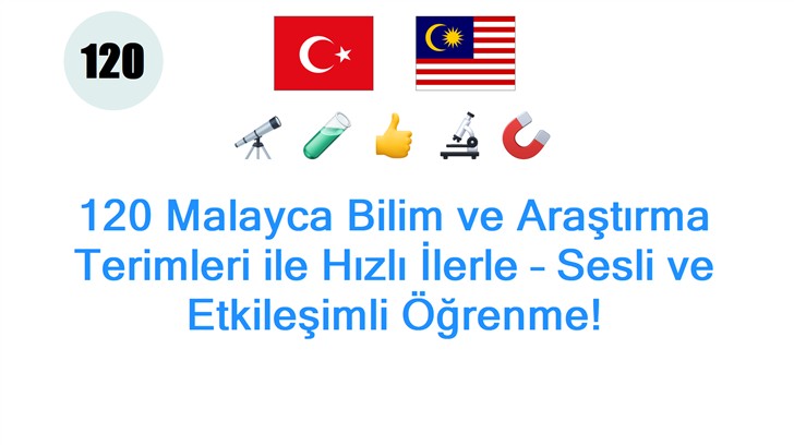120 Malayca Bilim ve Araştırma Terimleri ile Hızlı İlerle – Sesli ve Etkileşimli Öğrenme!